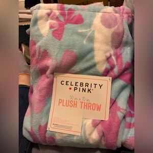 Celebrity Pink Floral Plush Throw